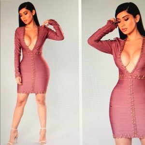 Fashion Nova Bandage Dress in Mauve